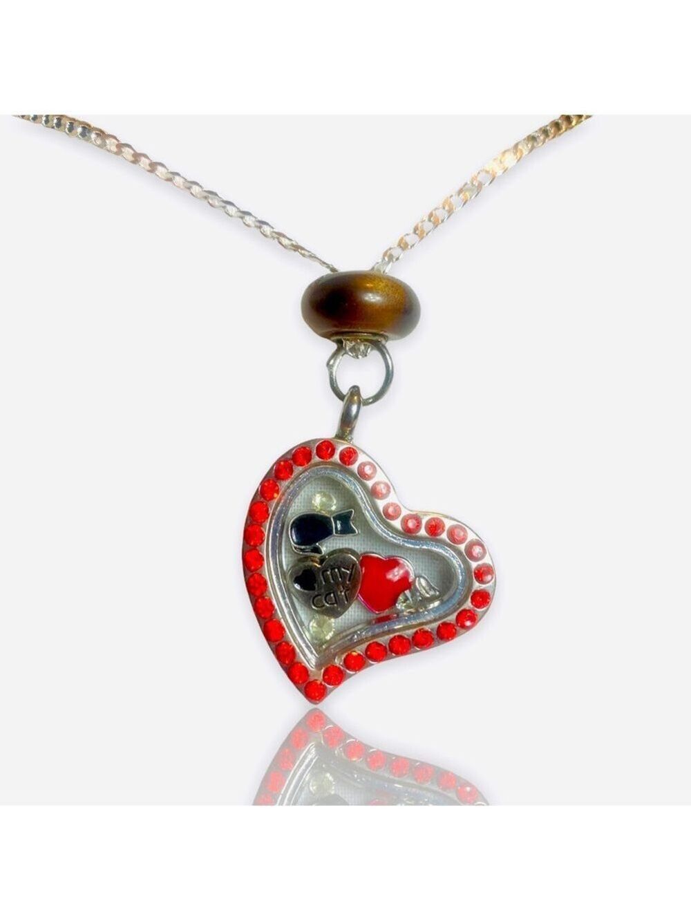 CAT LOVER boutique heart charm locket pendant necklace + FREE CHARM EXTRAS!